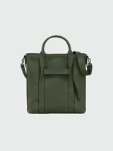 Bolso tote Longchamp 3D, color verde oliva, con doble asa corta y correa larga extraíble.