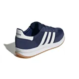 Championes Adidas modelo Run 70s 2.0, de color azul marino con las tres tiras características en blanco y suela de goma marrón.