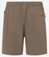 Short de baño marrón con cintura elástica con cordón de ajuste y bolsillos laterales.
