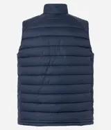Chaleco puffer deportivo Get Over para hombre, de color negro con cuello alto, diseño acolchado de gajos y cierre frontal con cremallera.