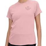 Remera deportiva New Balance de manga corta, color rosa claro, con tecnología NB ICEx de secado rápido y tejido de malla transpirable. Presenta un estampado moderno y detalles reflectantes.