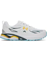 Championes Under Armour modelo Apparition Tech, diseño retro inspirado en el running con parte superior de malla transpirable y superposiciones de cuero sintético. Cuenta con amortiguación reactiva UA HOVR, detalles reflectantes y suela de goma completa.