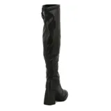Bota alta Beira Rio de color negro, con taco alto ancho, plataforma delantera y ajuste elástico con cordón en la parte superior de la caña.