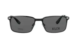 Armazón de lentes Klix modelo 104MM color gris, de formato rectangular y diseño clásico.