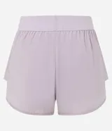 Short deportivo runner de la marca Get Over, color blanco, con cintura ancha elástica y bajo redondeado.