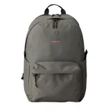 Mochila Rip Curl modelo Crusha de 30 litros, color gris. Cuenta con un compartimento principal amplio, un bolsillo frontal con cierre, panel trasero y correas de malla transpirable, compartimento acolchado para portátil y bolsillos laterales para botella de agua.
