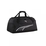Bolso deportivo Puma Fundamental Sport, color negro con detalles en blanco, correas de mano y bolsillo lateral de red.