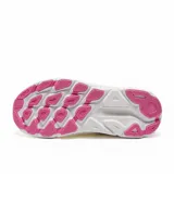 Championes Hoka Clifton 9 color negro con detalles en amarillo, rosa y celeste.