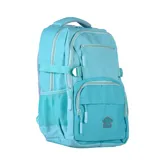 Mochila Umbro color azul marino con múltiples bolsillos con cierre, correas laterales ajustables y logo de la marca en la parte frontal.