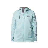 Campera con capucha Columbia Weather color celeste, con cierre frontal y bolsillos laterales. Interior de felpa polar. Logo de la marca en el pecho.