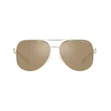 Lentes de sol Michael Kors modelo 1121U, con armazón dorado y lentes espejados color marrón.
