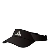 Visera deportiva Adidas Climacool color negro con logo blanco bordado en el frente.