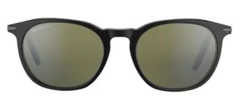 Lentes de sol Serengeti modelo Arlie con armazón de acetato negro y cristales polarizados en tono verdoso.