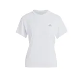 Remera deportiva Adidas Run It para mujer, color blanco con logo gris en el pecho.