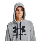 Canguro Under Armour Rival Fleece para mujer, color rosa con logo blanco estampado en el pecho.