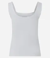 Blusa básica sin mangas marca Cortelle, confeccionada en poliamida, con escote cuadrado y tirantes medianos.