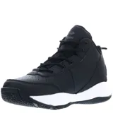Championes deportivos Topper modelo Candun CS, de corte medio, color negro con detalles en gris oscuro. Presentan capellada con texturas combinadas, cierre mediante cordones y suela de goma blanca con base negra.