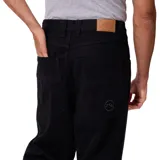 Pantalón de jean negro con corte slouchy fit, confeccionado en algodón, con cierre de botón y etiqueta de marca en la cintura.