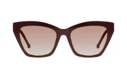 Lentes de sol con montura de acetato color marrón y lentes degradadas en tonos marrones.