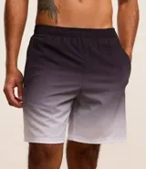 Bermuda deportiva masculina, color verde azulado con efecto degradé, cintura elástica con cordón de ajuste interno y forro de tela.