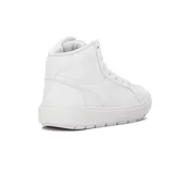 Bota urbana de caña alta, color blanco, con cordones y suela gruesa de goma texturizada. Presenta el logo de Diadora en la lengüeta.