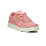 Championes casuales de mujer Diadora modelo Helio, color rosa claro con detalles en gamuza y suela blanca. Presentan cordones rosas y el logo de la marca en la lengüeta.