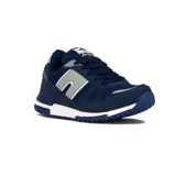 Zapatillas de running azul marino con detalles en gris y blanco.