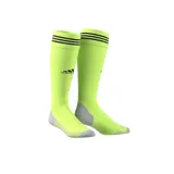 Medias de fútbol Adidas Adi Sock 18 color verde flúor con detalles en gris y tres rayas horizontales negras en la parte superior.