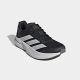 Championes de running Adidas modelo Duramo Speed 2, color negro con las tres tiras características en blanco. Presentan un exterior de malla técnica transpirable, tecnología de amortiguación Lightstrike y suela de caucho resistente para mayor tracción.