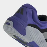 Championes de training Adidas Dropset 4 diseñados para entrenamientos de fuerza, con mediasuela de espuma Repetitor, varillas Energyrods en el talón y suela de caucho Continental. Color negro con detalles en violeta y gris.