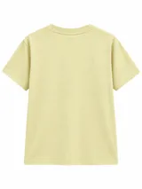 Remera básica de corte corto y holgado, de manga corta con cuello redondo acanalado, en color gris oscuro.