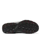Championes de trekking Columbia modelo Crestwood, color gris con detalles en negro y naranja. Confeccionados con tecnología Omni-Tech impermeable y transpirable, entresuela TechLite para amortiguación y suela Omni-Grip para tracción en todo terreno.