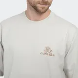 Remera de algodón color negro, de corte holgado, con cuello redondo y logo de la marca estampado en el pecho.