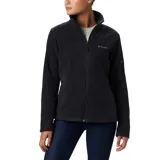Campera polar Columbia modelo Fast Trek II, color negro, con cierre frontal completo, cuello alto, bolsillos laterales con cierre y un bolsillo adicional con cierre en la manga izquierda.