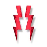 Par de aros colgantes con forma de rayo, con superficie holográfica que refleja tonos rosados, celestes y azules.