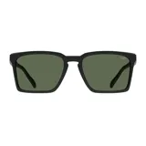 Lentes de sol Mormaii Budapeste, con marco cuadrado de acetato negro y lentes verdes.