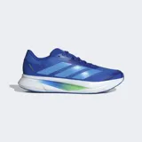 Championes de running Adidas Duramo SL 2, color azul con detalles en celeste y suela blanca con acento verde. Confeccionados en malla transpirable y material sintético, cuentan con amortiguación LIGHTMOTION y suela Adiwear de alta resistencia.