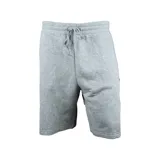 Short deportivo gris melange con cintura elástica ajustable con cordón.
