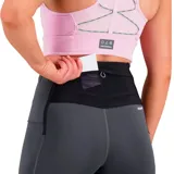 Calza larga de tiro alto New Balance Impact Run, color gris oscuro con paneles de tela más oscura en la parte inferior de las piernas.