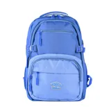 Mochila Umbro de color azul con detalles en azul más claro. Cuenta con múltiples bolsillos con cierre, correas ajustables y el logo de Umbro en el bolsillo frontal inferior.