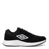 Championes Umbro Volcan II para mujer, de color negro con suela blanca y el logo de la marca en el lateral.