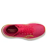 Championes Saucony Endorphin Speed rojos con detalles en amarillo y blanco.