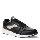 Championes urbanos N+ Alberca acordonados, color beige con detalles en azul y negro, con suela blanca y logo de la marca en el lateral.