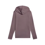 Buzo con capucha y bolsillo canguro, color uva, con logo de la marca estampado en blanco en el frente.