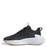 Championes Adidas Alphaboost V2 negros con detalles en blanco. Cuentan con mediasuela Boost, amortiguación Adiprene+, tecnología Lightstrike y parte superior de malla ligera.