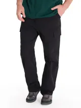 Pantalón cargo Caterpillar modelo Heritage Straight, color negro, de corte recto y ajuste regular. Cuenta con bolsillos laterales tipo parche, bolsillos traseros con solapa y bolsillos cargo en las piernas.