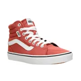 Championes de caña alta Vans Filmore Hi, color ladrillo con detalles en blanco. Fabricados en lona con suela waffle y cuello acolchado.