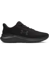 Championes de running Under Armour modelo Phade RN 3, color negro. Presentan una parte superior de malla ligera y transpirable con soporte estratégico, entresuela con amortiguación de EVA y suela de goma resistente con ranuras flexibles.
