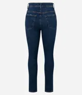 Pantalón cigarrete de jean azul oscuro, tiro alto, con bolsillos delanteros y traseros. Confeccionado con algodón sostenible y elastano. Marca Blue Steel.