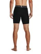Short de compresión Under Armour de la línea HeatGear, diseñado para entrenamiento de alto rendimiento. Presenta un ajuste ceñido al cuerpo, cintura elástica ancha con logo de la marca, bolsillo lateral y logo reflectante en la pierna derecha.